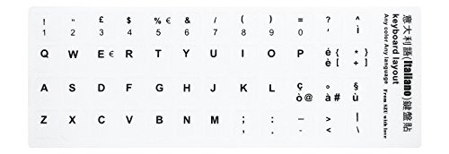 [2PCS Pack] HRH Italian Keyboard Stickers,PC Keyboard Stickers White Background with Black Lettering for Computer