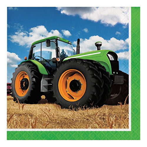 Creative Converting 318051 Tractor Time Paper Lunch Luncheon Napkins, 6.5" x 6.5", Multicolor