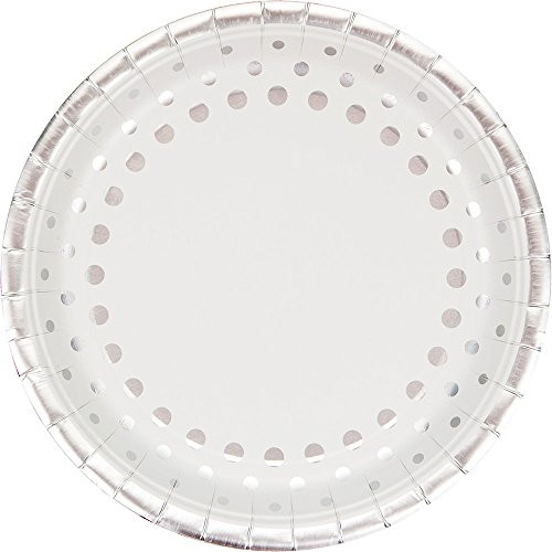 Creative Converting 317995 Sparkle and Shine Silver 8-Count 10-Inch Paper Banquet Plates, Foil
