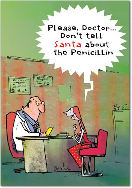 1258 'Santa Penicillin' - Funny Merry Christmas Greeting Card with 5" x 7" Envelope by NobleWorks 1258 'Santa Penicillin' - Funny Merry Christmas Greeting Card with 5" x 7" Envelope by NobleWorks