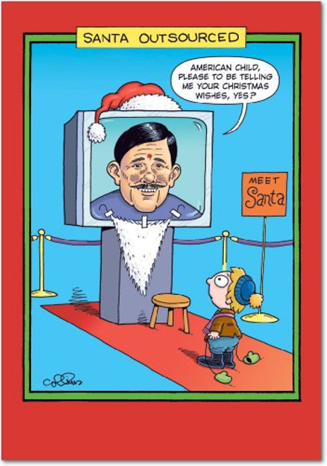 1016 'Outsourced Santa' - Funny Merry Christmas Greeting Card with 5" x 7" Envelope by NobleWorks 1016 'Outsourced Santa' - Funny Merry Christmas Greeting Card with 5" x 7" Envelope by NobleWorks