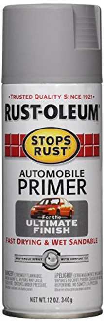 Rust-Oleum 2081830 Stops Rust Automotive Primer Spray Paint, 12 oz, Flat Light Gray