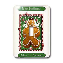 3dRose lsp_37087_1"Gingerbread Girl, Baby'S First Christmas, Granddaughter" Single Toggle Switch