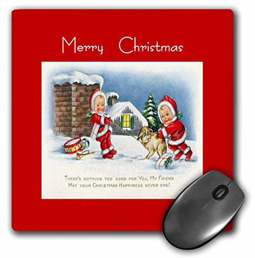 3dRose LLC 8 X 8 X 0.25 Inches Kids with Their Dog Friendship Verse Merry Christmas Mouse Pad (mp_26642_1) 3dRose LLC 8 X 8 X 0.25 Inches Kids with Their Dog Friendship Verse Merry Christmas Mouse Pad (mp_26642_1)