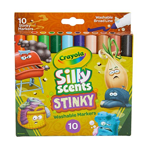 Crayola Silly Scents Stinky Scented Markers, 10Count, Washable Markers, Gift for Kids, Age 3, 4, 5, 6, Multi