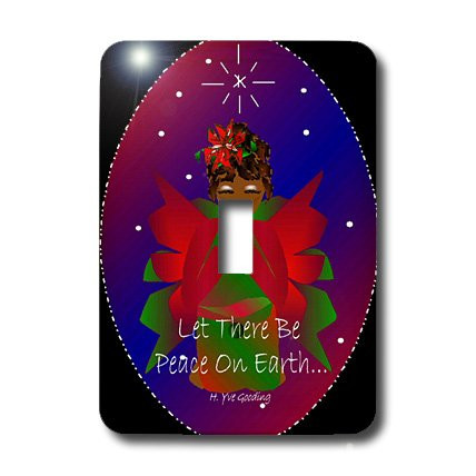 3dRose lsp_6942_1 African-American Christmas Angel Baby Girl Praying With Let There Be Peace On Earth Text Single Toggle Switch, Multicolored