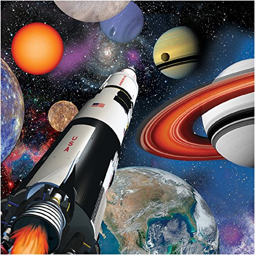 Creative Converting 665533 Ply Space Blast Lunch Napkins, 6.5 x 6.5-inch, Multicolor