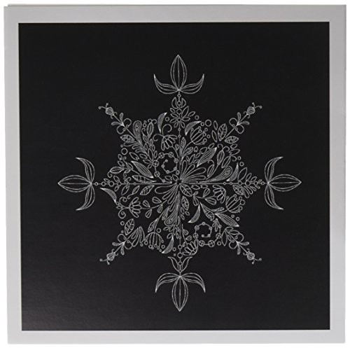 3dRose Pretty Eight Point Flower Patterned Snowflake In White On A Black Background - Greeting Cards, 6 x 6 inches, set of 6 (gc_78370_1) 3dRose Pretty Eight Point Flower Patterned Snowflake In White On A Black Background - Greeting Cards, 6 x 6 inches, set of 6 (gc_78370_1)