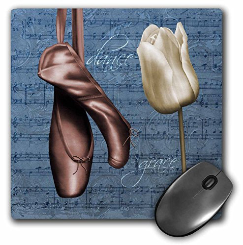 3dRose Elegant Ballet Shoes with White Tulip Mouse Pad (mp_108742_1)