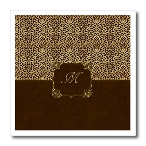 3dRose Elegant Cheetah Animal Print with Gold Framed Monogram Letter M - Iron on Heat Transfer, 6 by 6-Inch, for White Material (ht_113828_2)