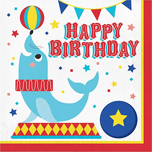 Circus Animals Happy Birthday Napkins, 16 ct