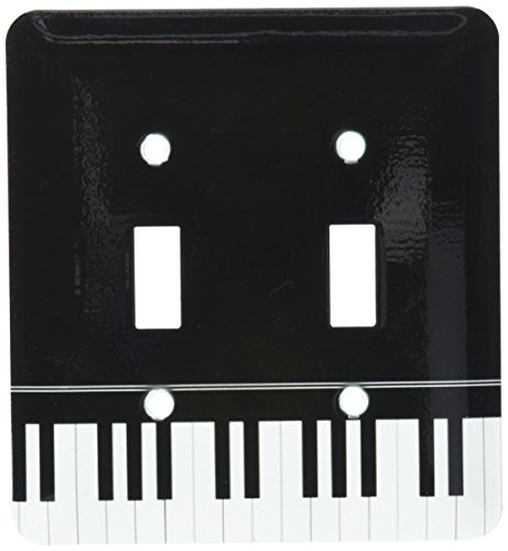 3dRose LLC lsp_112947_2 Black Piano Edge Baby Grand Keyboard Music Design for Pianist Musical Player and Musician Gifts Double Toggle Switch