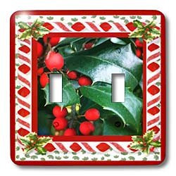 3dRose lsp_13292_2 Christmas Holly Double Toggle Switch