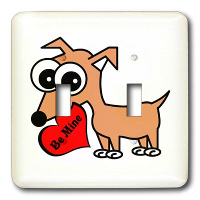 3dRose lsp_6342_2 Cute Dog Be Mine Heart  Chihuahua Double Toggle Switch Multicolor