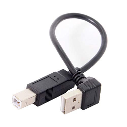 CY USB 2.0 Male Angled 90 Degree to B Type Male Cable for Printer Scanner Hard Disk 20cm (Down Angled)