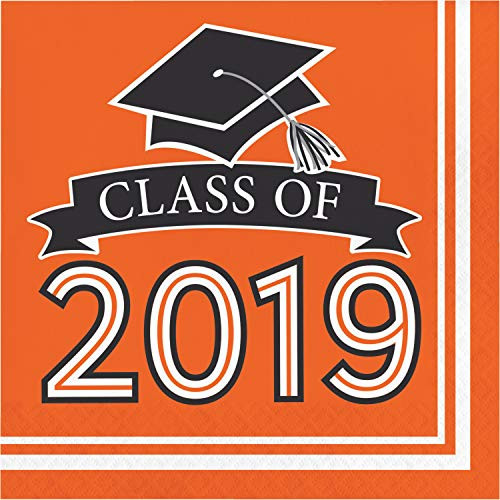 Creative Converting 335417 Orange Class Of 2019 Napkins, 6.5