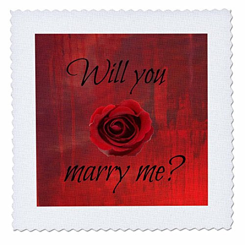 3dRose qs_172471_5 Will You Marry Me, Black Lettering on Red Background with Rose-Quilt Square, 14 by 14-Inch 3dRose qs_172471_5 Will You Marry Me, Black Lettering on Red Background with Rose-Quilt Square, 14 by 14-Inch