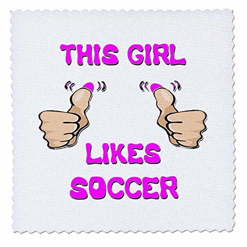 3dRose qs_150742_5 This Girl Likes Soccer-Quilt Square, 14 by 14-Inch