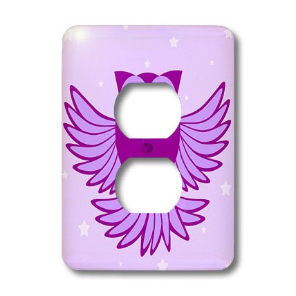 3dRose lsp_20374_6 Cute Purple Flying Owl Under Stars 2 Plug Outlet Cover