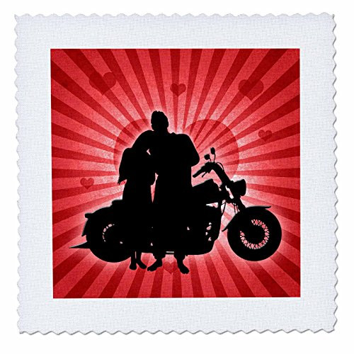3dRose qs_101818_5 Motorcycle Love with The Silhouette of a Couple and a Heart Background-Quilt Square, 14 by 14-Inch 3dRose qs_101818_5 Motorcycle Love with The Silhouette of a Couple and a Heart Background-Quilt Square, 14 by 14-Inch