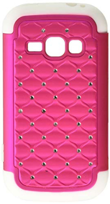 MyBat ASMYNA Samsung M840 (Galaxy Prevail 2) Luxurious Lattice Dazzling TotalDefense Protector Cover - Retail Packaging - Hot Pink/White