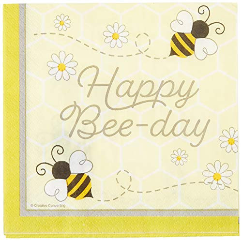 Creative Converting 339890 Bumblebee Baby Happy Birthday Napkins, 6.5", Multi-color