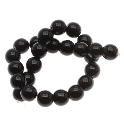 Beadaholique #5-08-2398 Czech Glass Druk 25-Piece Round Beads, 8mm, Jet Black