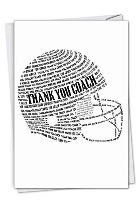 NobleWorks Football Helmet - Thank You Greeting Card with Envelope (4.63 x 6.75 Inch) - Gratitude From The Player C3125TYG