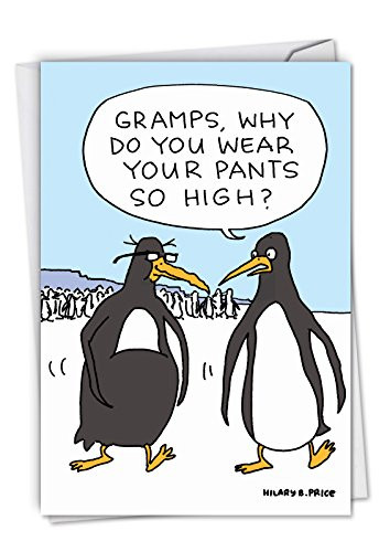 Penguin Pants - Funny Retirement Greeting Card with Envelope (4.63 x 6.75 Inch) - Elderly, Grandpa Retirement Congrats Card for Senior Citizens, Employees, Men - Farewell Stationery Gift C6369RTG