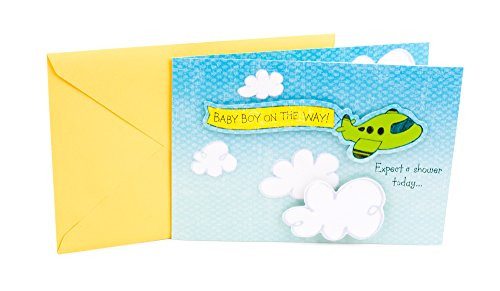 Hallmark Baby Shower Card for Baby Boy (Airplane with Banner)