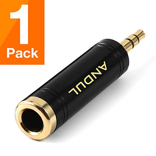 ANDUL 1/4'' to 3.5mm Stereo Pure Copper Headphone Adapter,3.5mm(1/8'') Plug Male to 6.35mm (1/4'') Jack Female Stereo Adapter for Headphone, - 1Pack