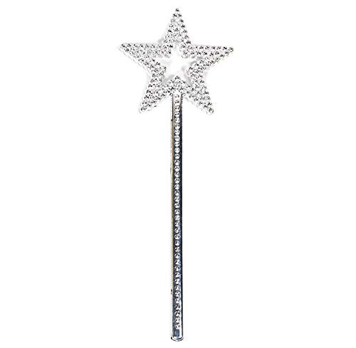 AnFun Star Wand,13 Inches Silver Fairy Princess Angel Wand (Silver)