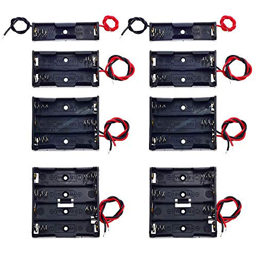 8 Pack AA Battery Holder Bundle with Wire 1 AA Battery Holder 1.5V, 2 Pcs, 2 AA Battery Holder 3V, 2 Pcs, 3 AA Battery Holder 4.5V, 2 Pcs, 4 AA Battery Holder 6V, 2 Pcs by QTEATAK