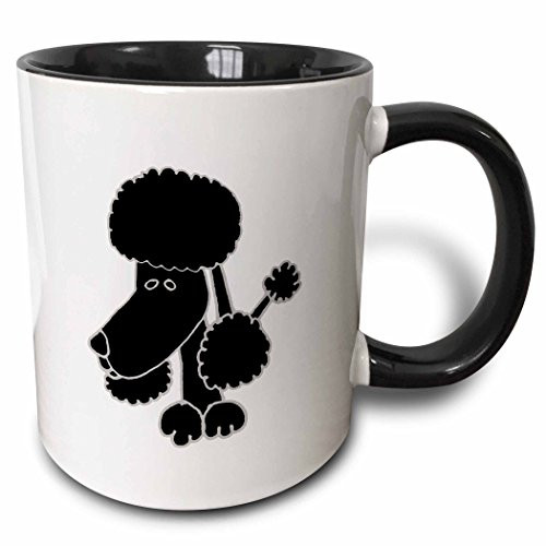 3dRose 201805_4"Funny Grey Pit-Bull Puppy Dog Cartoon Ceramic Mug, 11 oz, Black