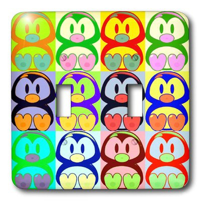 3dRose LLC lsp_8061_2 Cartoon Penguin Pop Art Double Toggle Switch