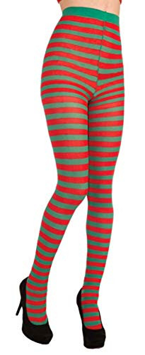 Forum Novelties Women's Adult Christmas Striped Tights, Red/Green, One Size