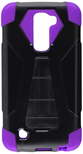 HR Wireless Cell Phone Case for LG K10 - Retail Packaging - Black/Purple