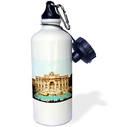 3dRose wb_1137_1"Trevi Fountain Italy" Sports Water Bottle, 21 oz, White