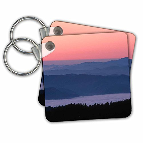 3dRose Sunrise at Clingmans Dome, Great Smoky Mountain National Park - Key Chains, 2.25" x 2.25", Set of 2 (kc_251307_1)