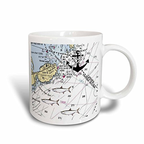 3dRose 204866_1""Print of Nautical Chart Chesapeake Bay" Mug 11 oz White