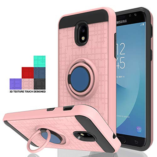 Wtiaw:Galaxy J3 2018/Galaxy J3 Express Prime/Galaxy Amp Prime 3/Galaxy J3 Eclipse 2/J3 Prime 2/J3 Orbit/J3 Achieve Phone Cases,360 Degree Rotating Ring Kickstand Case for Galaxy J3 2018-CH Rose Gold