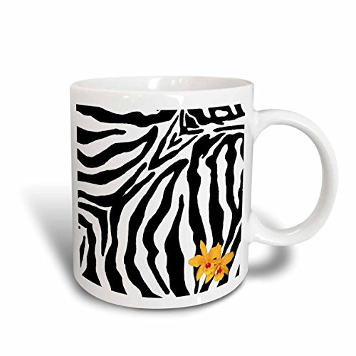 3dRose Floral Zebra Print Ceramic Mug, 11-Ounce