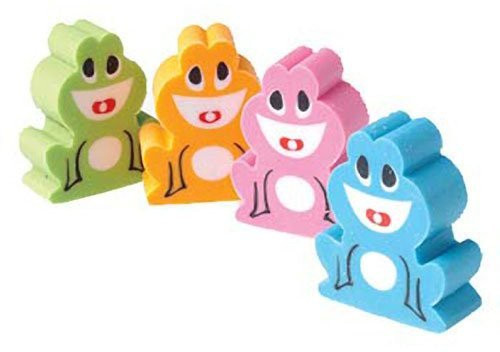 U.S. Toy Lot of 12 Assorted Color Frog Theme Erasers