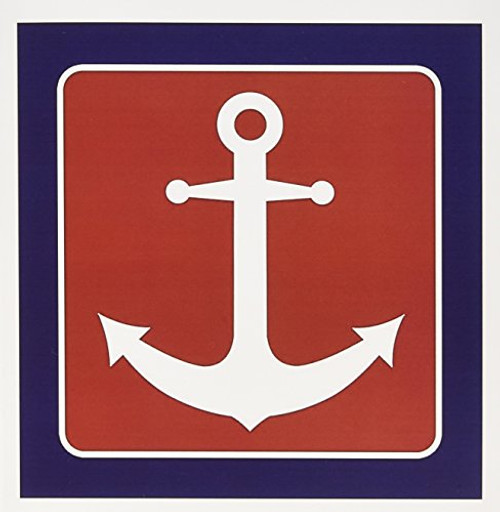 3dRose Greeting Cards, 6 x 6 Inches, Pack of 12, Red White and Blue Nautical Anchor Design (gc_165796_2)