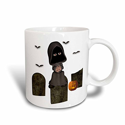 3dRose Toon Grim Reaper with Headstones and Bats Ceramic Mug, 11-Ounce