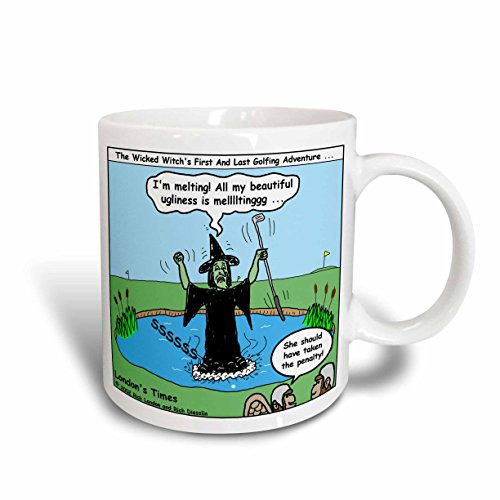 3dRose Wicked Witch and Golf Ceramic Mug, 11 oz, White