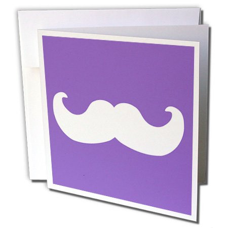 3dRose White mustache - Ironic hipster moustache - Humorous - Fun - Whimsical - Funny - Greeting Cards, 6 x 6 inches, set of 12 (gc_58340_2)