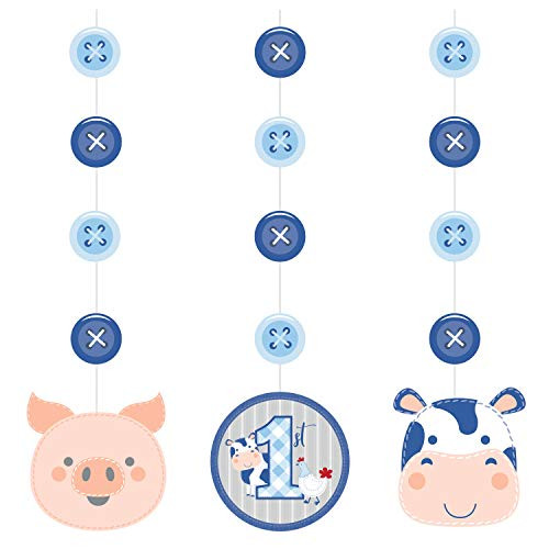 Farmhouse 1st Birthday Boy Hanging Decorations, 3 ct