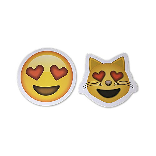 Large 5" Smiling Face and Cat Face with Heart Eyes Emoji Sticker