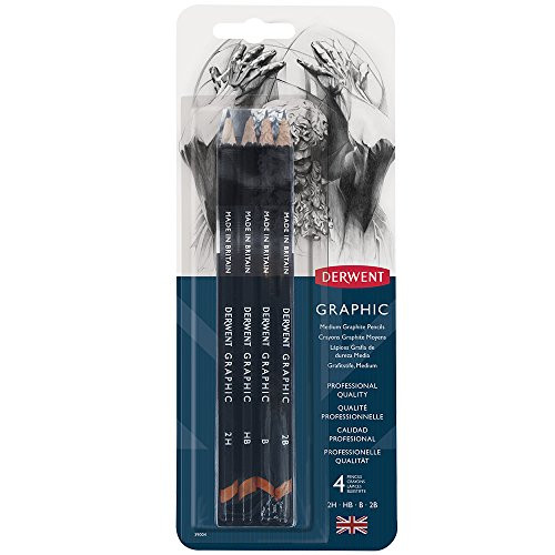 Derwent Graphic Pencils, Medium, Pack, 4 Count (39004)
